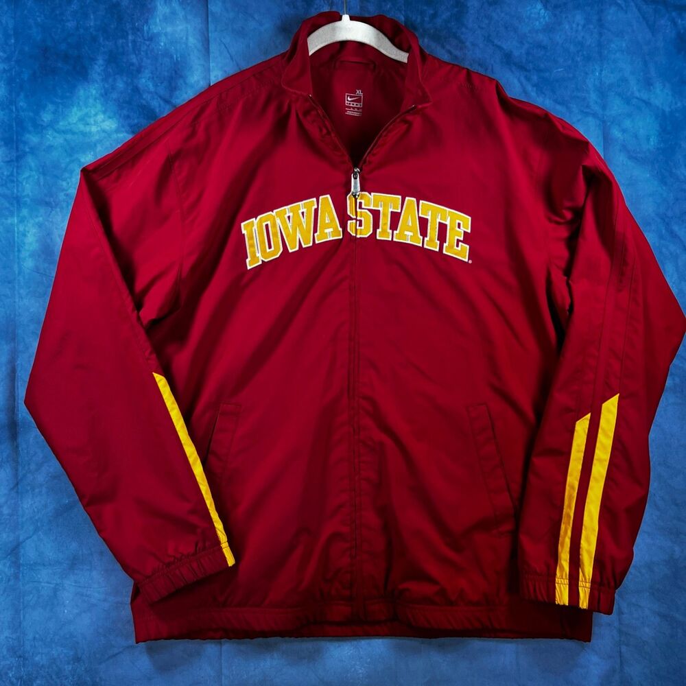 Nike Iowa State Cyclones Jacket Mens XL Red Gold Full Zip Track Warm Up NCAA